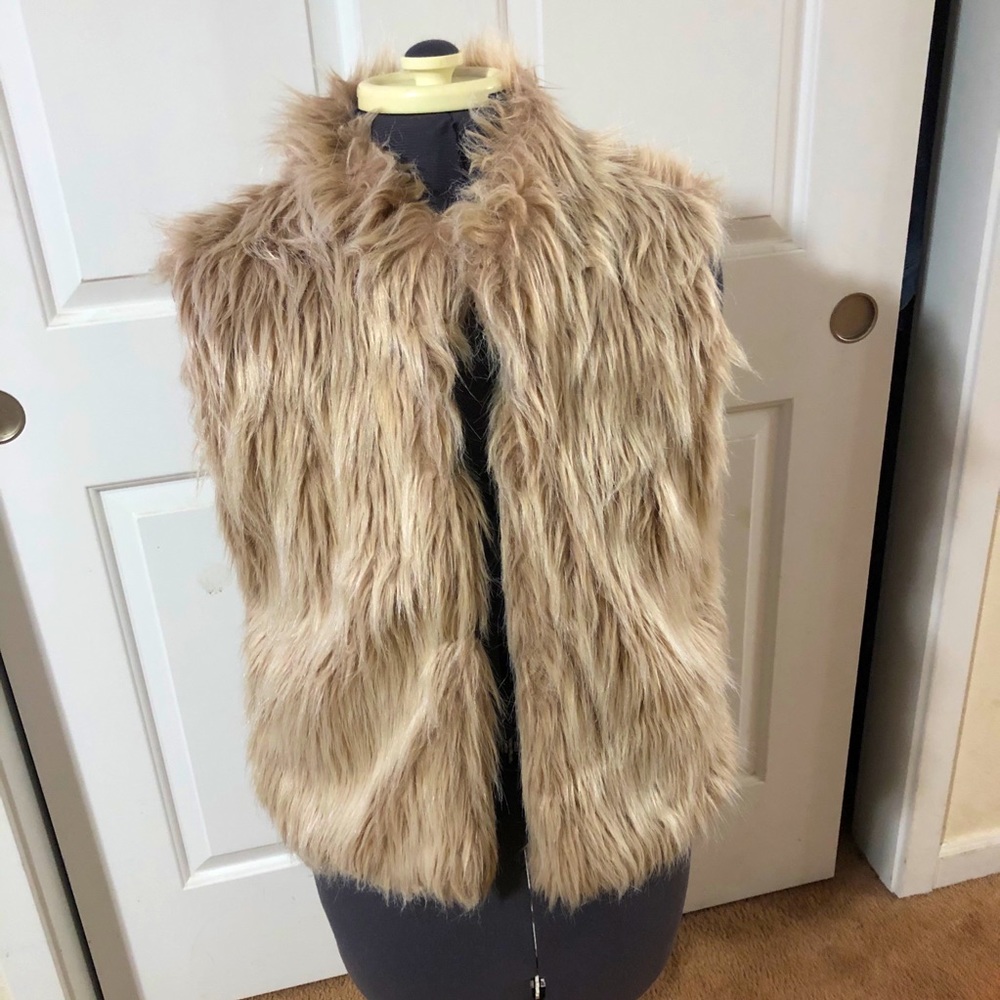 Fur vest with hood